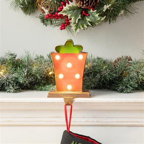 red metal gift box stocking holder|glitzhome Christmas Stocking Holders for Mantle,Metal Marquee .